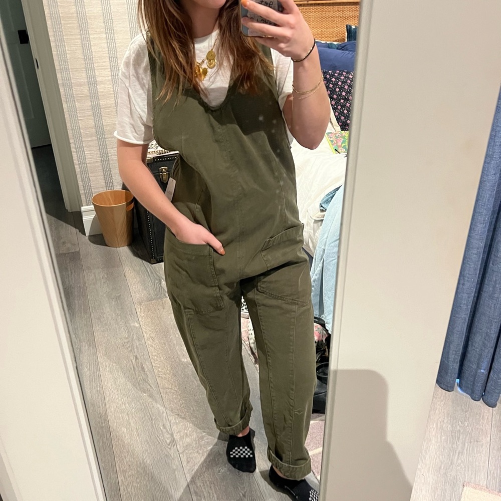 we the free high roller jumpsuit in moss green